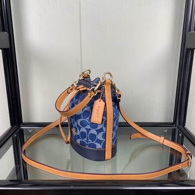 Coach Mini Bucket Bag Signature Denim CY740 Denim Blue | eBay