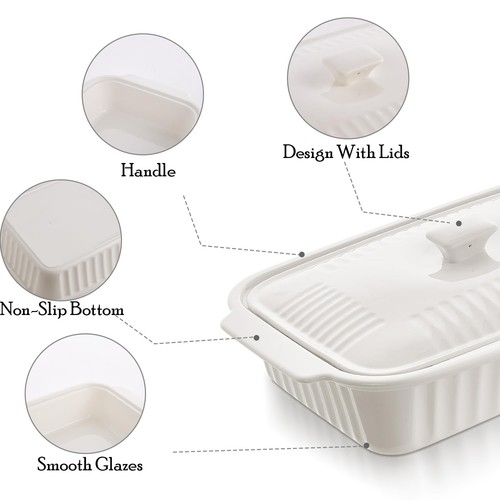 Large Baking Dish with Lid,5.4 Quart Lasagna Pan with Lid, 9x13.5 inch Cerami... - Picture 5 of 7