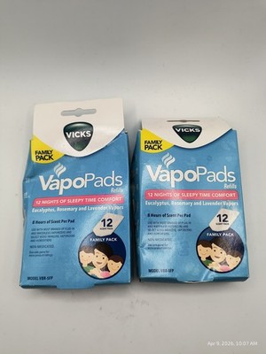 Lot Of 2 VICKS VapoPads Refills 12 Scent Pads/Ea Eucalyptus, Rosemary Lavender 
