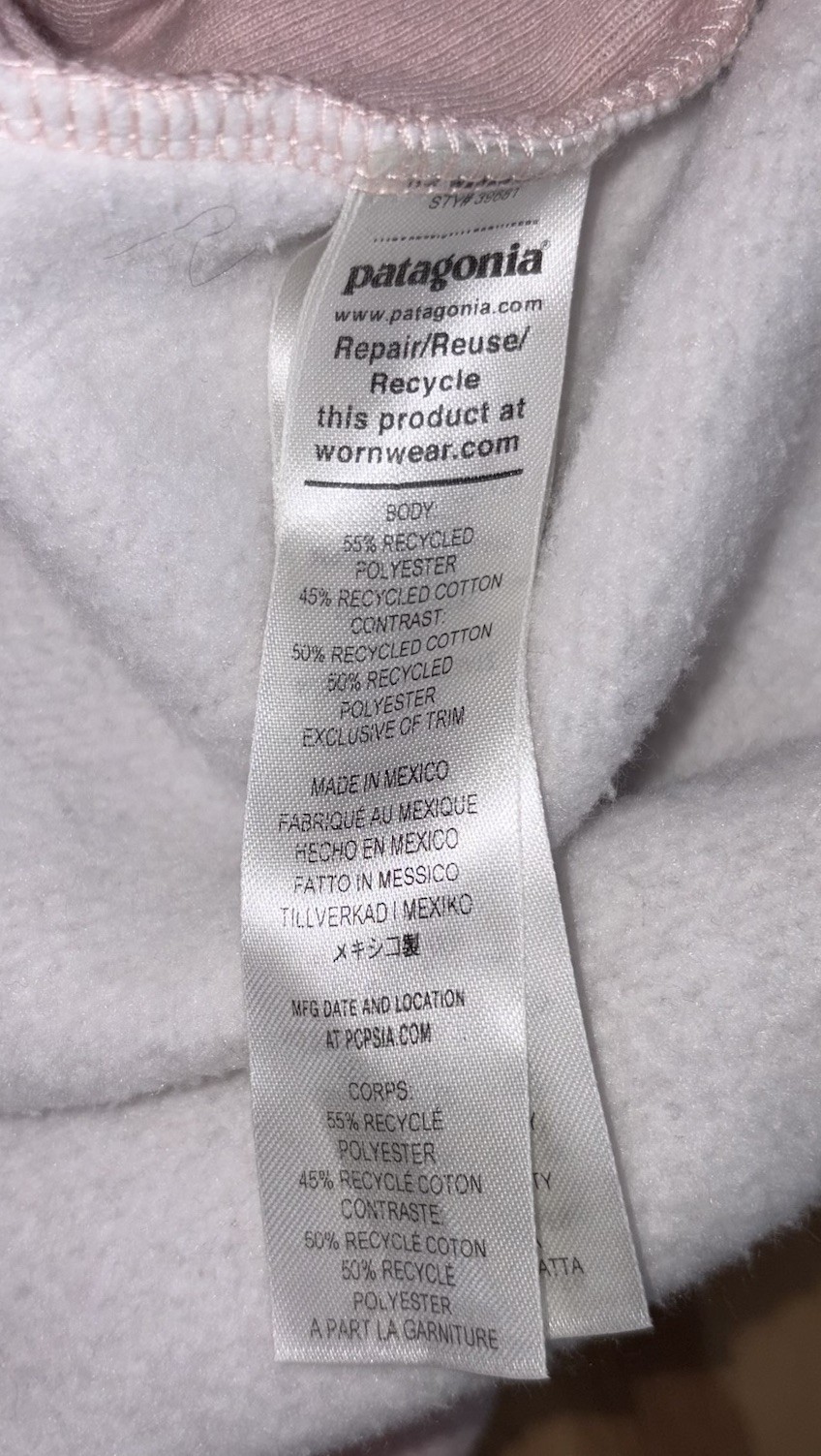 Patagonia Fleece Hoodie Unisex Womens Large Mens Medium Graphic Logo Pink thumbnail 7