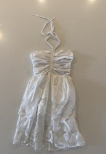 Steve Madden White Lace Ruffle Sundress Sweetheart Neck Sleeveless S