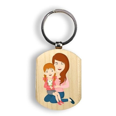 Mom Keychain Crafted From Natural Wood This Keyring Features A Beautiful Print