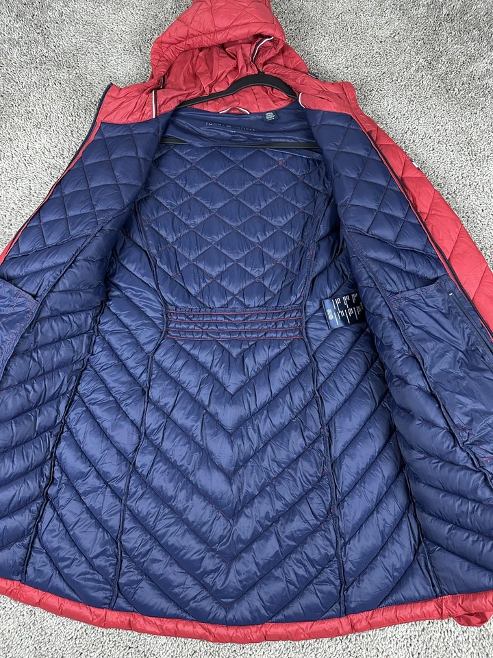 Tommy Hilfiger пальто женщин большой красный Packable выстеганная с капюшоном пуховик куртка теплый - Изображение 4 из 4