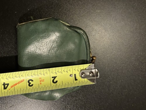 Vintage French Leather Coin Purse Kiss Lock Wallet Paris Green Mid Century, $60 - Photo 11
