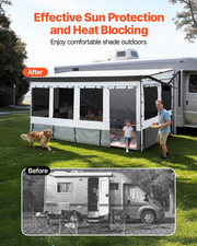 RV Awning Sun Shade Room Fits 16 17FT Awnings Mesh Windows Door Enclosure Tent