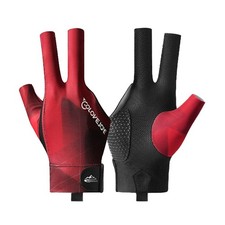 Billiard Pool Gloves for Right Hand, 3 Finger Billiards Adjustable, Red