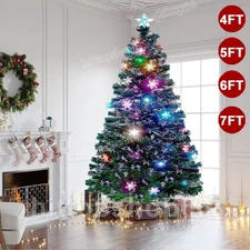 Fibre Optic Christmas Tree Xmas LED Lights Pre Lit Star Green Color Changing New