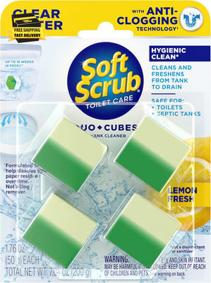 In-Tank Toilet Cleaner Duo-Cubes, Lemon Fresh, Clear Water, 4 Ct, Cleans & Fresh