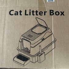    Cat Litter Box, Gray, NEW