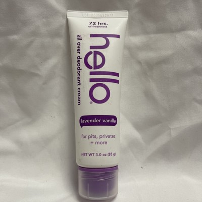 Hello All Over Deodorant Cream Lavender Vanilla for Pits, Privates + 3 oz.