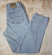 VINTAGE Bugle Boy Jeans Mens 33x32 Light Wash Denim Straight Leg 750 Classic 90s