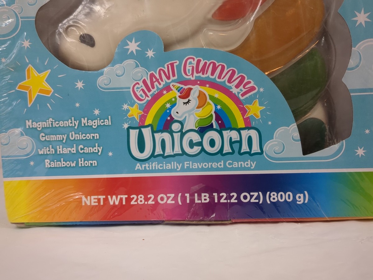 New Giant Gummy Unicorn 1 LB 12.2 OZ Gummy Unicorn With Hard Candy