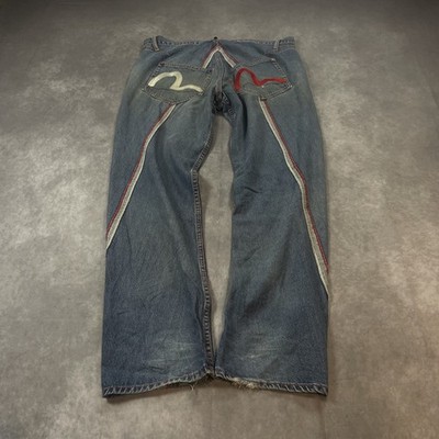 Evisu baggy Jeans W36 L32 blau 2000s vintage style rare backprint A127