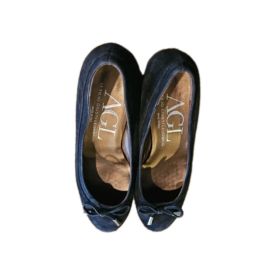  AGL Women's Kristin Bow Tie Suede Leather Block Heel Pump 39/US 7.5-8 Black  - Image 3 of 4