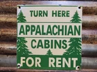 VINTAGE APPALACHIAN TRAIL LODGE PORCELAIN SIGN OLD CABIN FOR RENT SMOKY NAT PARK