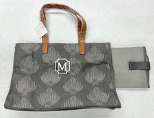 Pottery Barn KIDS BABY Preppy Canvas Diaper Tote Bag w/Changing Pad Gray MONO M