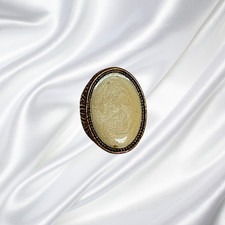 Copper or copper tone Statement Ring with Mother of Pearl Style Oval Inlay