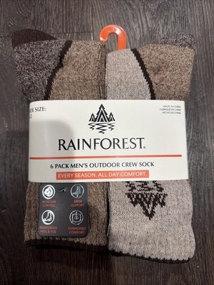 Rainforest 6 Pack Outdoor Crew Sock Style: RF01A9325 Color Tanmu - S.Size 6-12