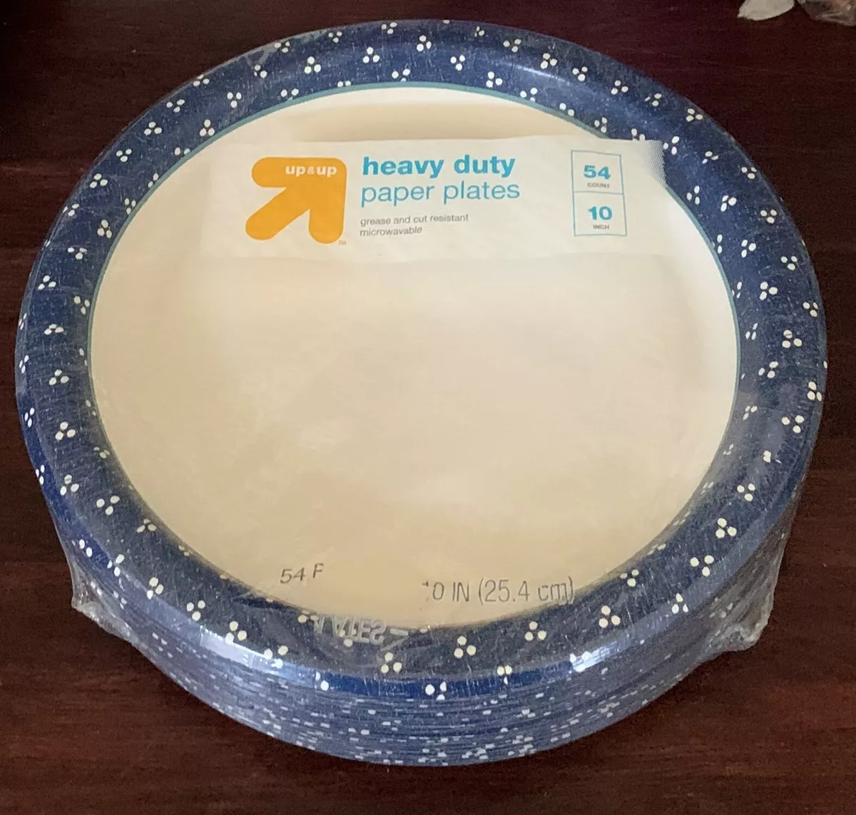 UP & UP White w blue dot rim heavy duty paper plates 10 - 54CT