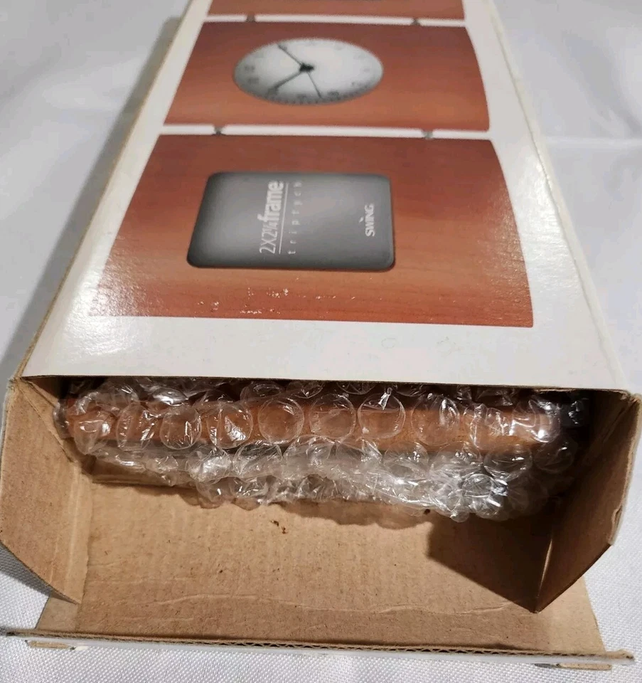 Swing Brand Triptych Clock & 2x2.25 Photo Frames Cherry Wood Open Box - Image 4 of 4