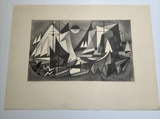 EMIL BISTTRAM LITHOGRAPH ABSTRACT CUBISM MID CENTURY RARE MUSEUM QUALITY FAMOUS