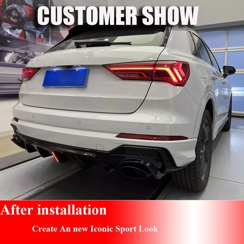 1 Set Glossy Rear Bumper Diffuser Lip Exhaust Tip for Audi Q3 S-Line 2021-2022 - Picture 8 of 16