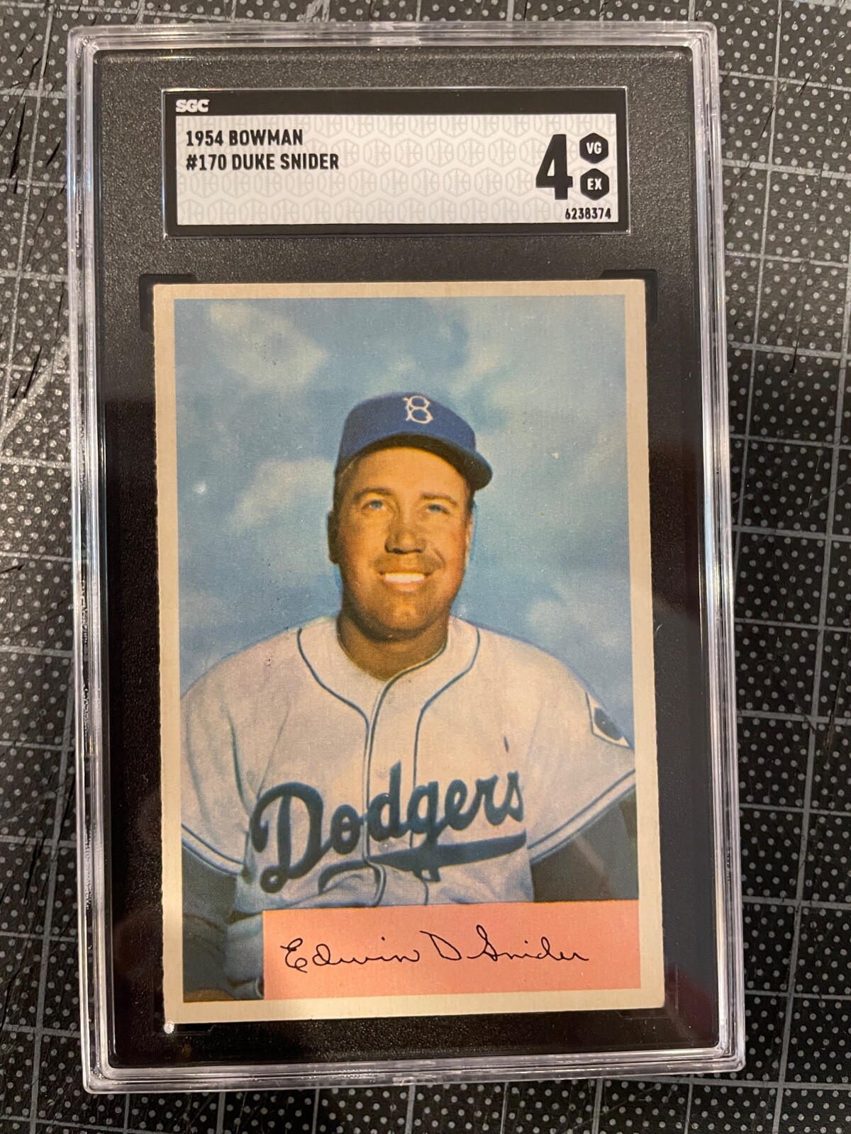 1954 BOWMAN #170 DUKE SNIDER BROOKLYN DODGERS BASEBALL CARD SGC 4 VG/EX