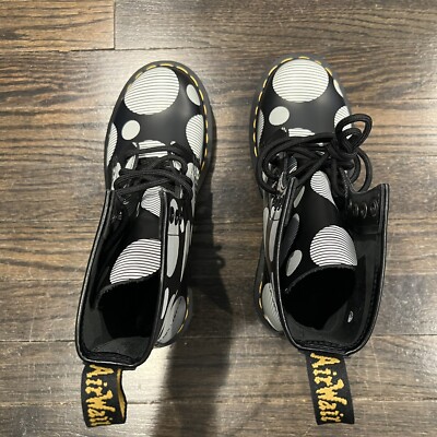 DR. MARTENS doc martens Platform polka dotted JADON moto boots! LIMITED EDITION! Jadon Polka Dot Smooth Leather Platform Boots in White | Dr  main image 3