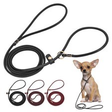 Genuine Leather Dog Show Slip Leash Puppy Small Dog P Leash Choke Training Lead