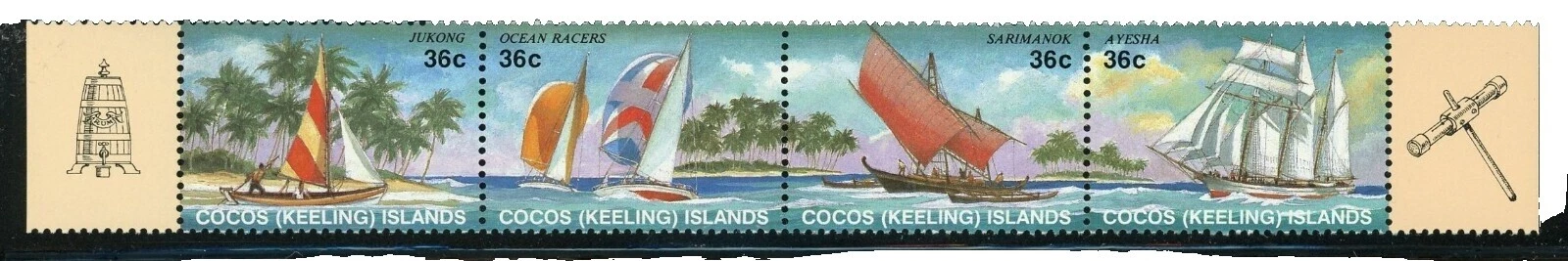 Barcos y botes Franqueo Cocos Islander Sellos