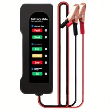 12V Car Battery Tester with 6 LED Display, Alternator Checker for Auto&Motorcycl