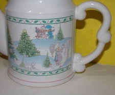 Vintage 1994 Porcelain Precious Moments Holiday Christmas Snow Teapot with Lid