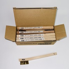 Juego de 12 piezas de mango de madera de cepillo de alambre de latón pequeño removedor de pintura de óxido de metal