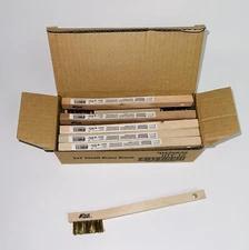 12 Pcs Small Brass Wire Brush Wood Handle Set Metal Rust Paint Remover 