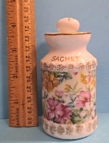 Botella Sobre Floral Numerada Vintage Flores Dorado Baño Tocador Decoración Japón - Imagen 5 de 9