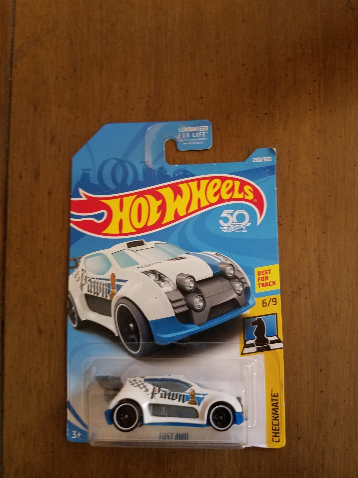 HOT WHEELS 2018 Fast 4WD Pawn  white diecast car from 2018 Checkmate series