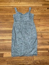 Adrianna Papell Dress Green w/ Gold Metallic Lace Womens Size 10 Sleeveless Tank