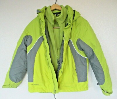 Lands End Youth Winter Ski Jacket Girls M 10/12 Removable Fleece Liner  Green