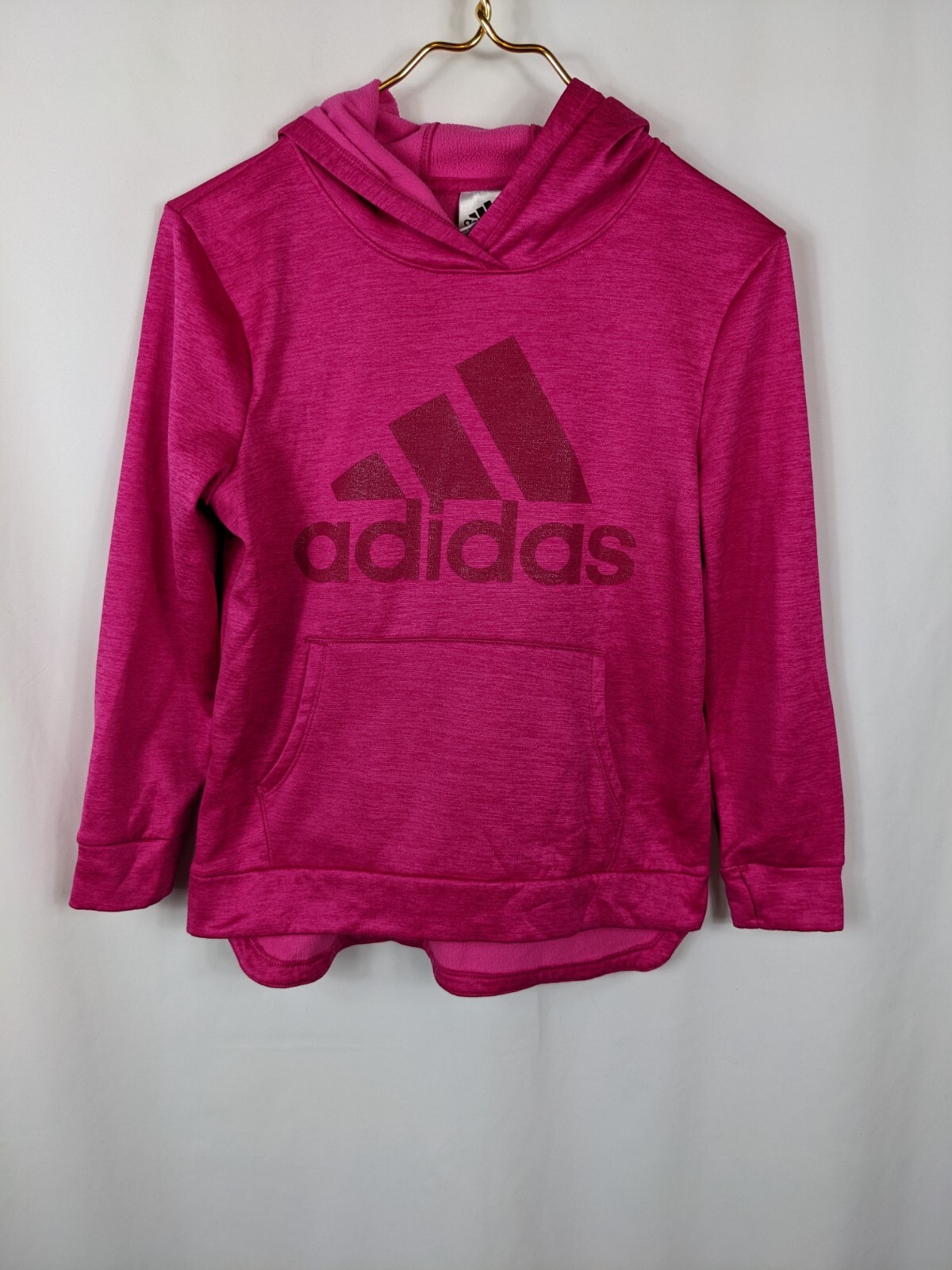 Adidas Pink Glitter Shimmer Logo Hooded Sweatshirt Hoodie Girls Sz Large L  14 | eBay