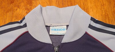 Vtg 80s Adidas Track Jacket Trefoil Logo Made in Taiwan