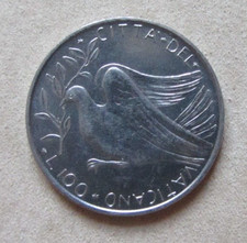 Vatikan 100 Lire 1974 Paul VI Taube und Olivenzweig unzirkuliert