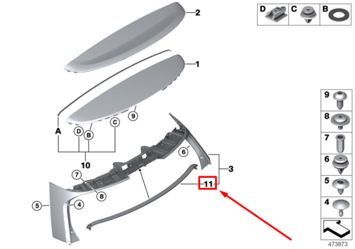 MINI CLUBMAN F54 Trunk Likd Splitdoor Seal 51337352251 7352251 NEW GENUINE - 第 1/2 張圖片