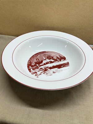 Arlington Designs large Serving Bowl 14 1/2'' Red White Winter Scene