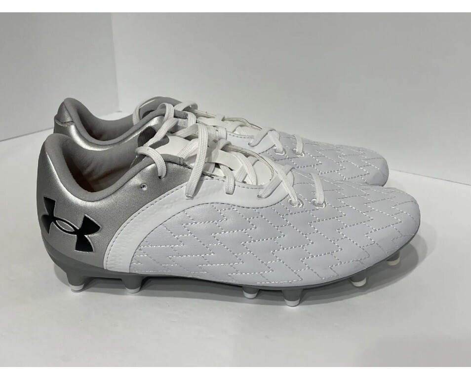 Under Armour Magnetico 2.0 FG White Silver Soccer Cleats  display picture 3