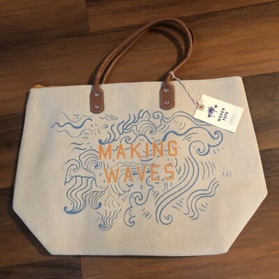 Making Waves Woven Shoulder Tote Bag Ocean Waves Pool Cottage Beach Chic Florida