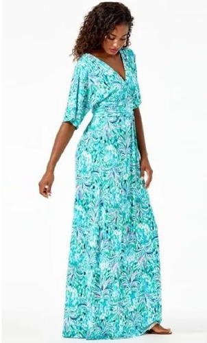 LILLY PULITZER SIZE SMALL PARIGI MAXI DRESS *PINEAPPLE OF MY EYE* EMERALD ISLE - Picture 5 of 6