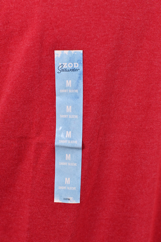 T-shirt Basique IZOD Homme Rouge Avec Poche - Coupe Régulière, 60% Coton 40% Polyester