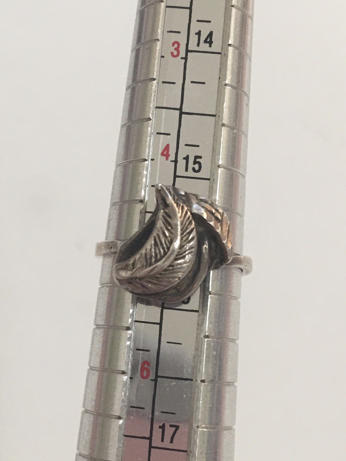 Vintage 925 Solid Sterling Silver Leaf Ring Uniqu… - image 8