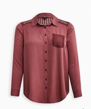  23 Torrid Size 6X Lizzie Rayon Twill Button-Up Long Sleeve Shirt