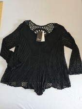 Ladies Jumper Smart Italian Made Size Black Long Sleeve 7931
